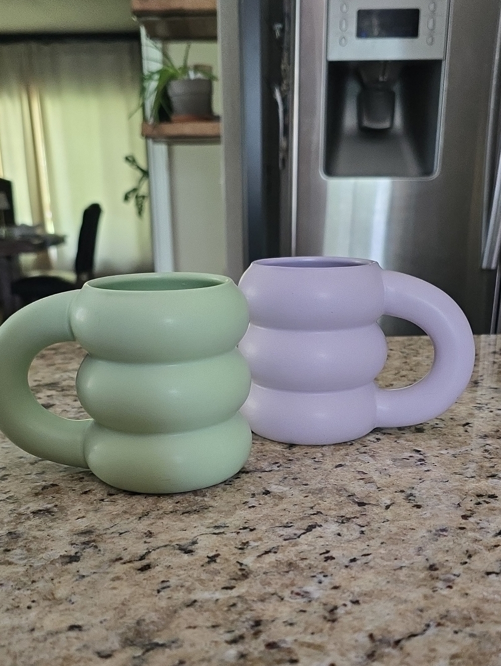 Stylish Pastel Bubble Mug - Green and Lavender SET